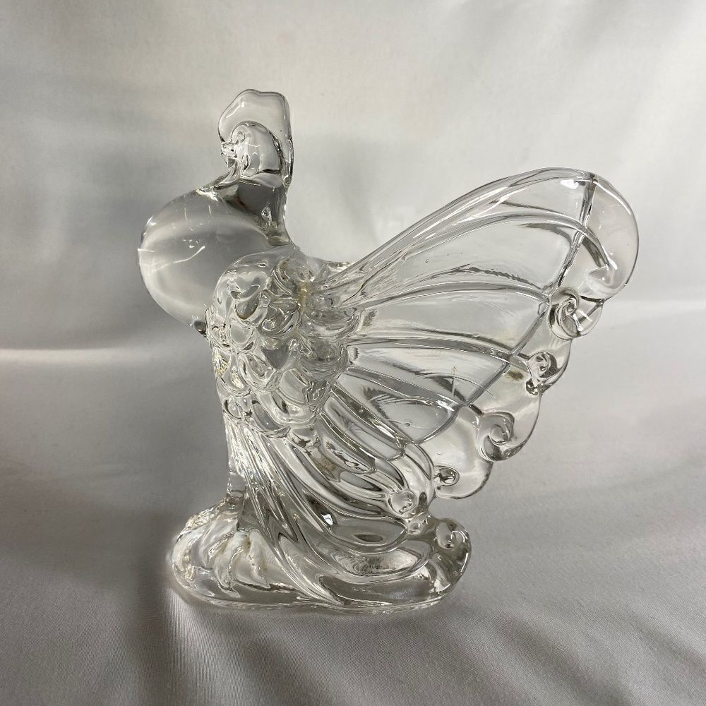 Vintage Heisey Clear Glass Chanticleer Rooster Figurine Vase